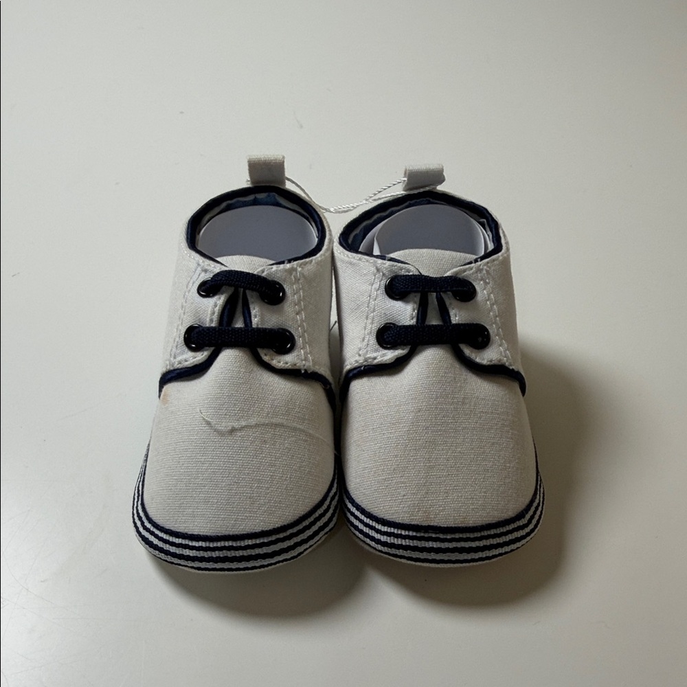 Polo by‎ Ralph Lauren White and Navy Canvas Baby Walkers